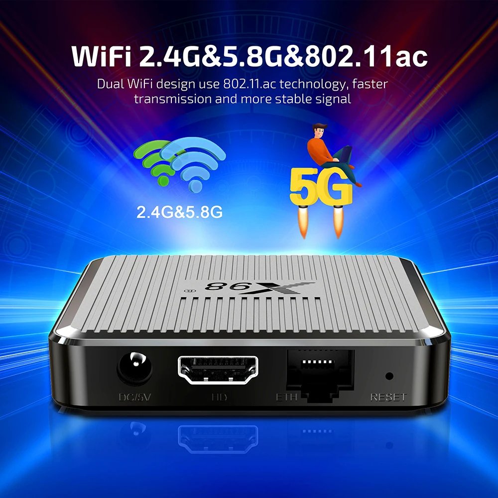 Best TV Box Amlogic S905W2 4K Quad Core Hot Sell Megaott Trex Set Top Box Smart TV Android11 Crystal STB X98Q Strong