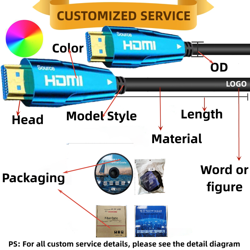High quality UHD V2.0 4K 60Hz 1080P 18Gbps Video AOC Hdmi Optical Fiber 5m 10m 15m 30m 50m 100m HDMI Fiber Optic Cable