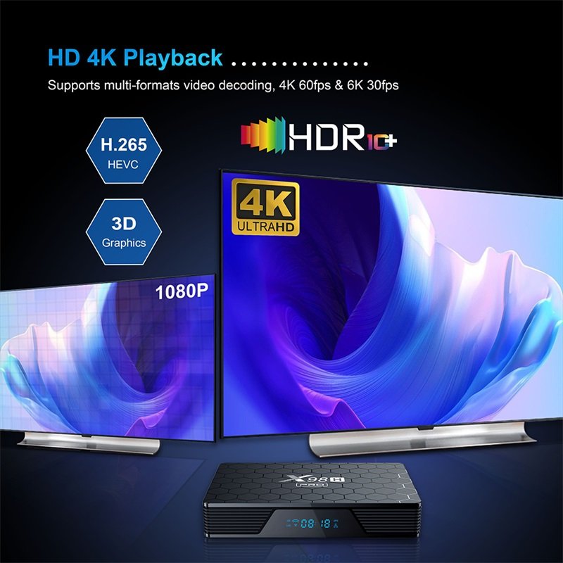 X98H PRO tv box Android 12.0 Allwinner H618 Quad core 2 4GHZ&5.8GHZ WIFI BT5.0+ 4k UHD media boxes 4GB 64GB set top box