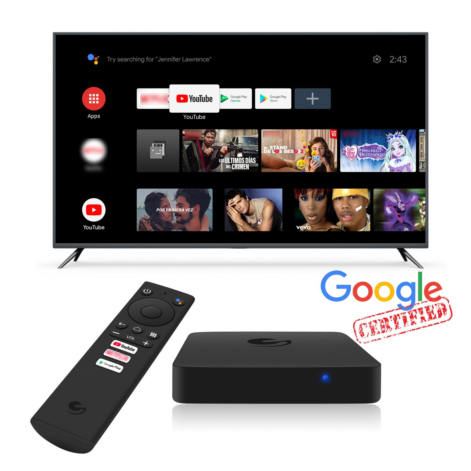 Xangshi Wholesale 4k UHD 2g+8g Android Tv Box Ematic AGT419 Google Certificated Tv Box