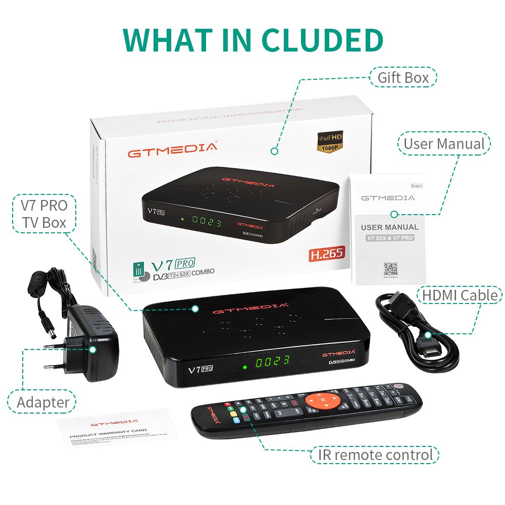 New GTmedia V7 Pro H.265 DVB S/S2/S2X T2 Combo Box satellite tv receiver set top box v7pro
