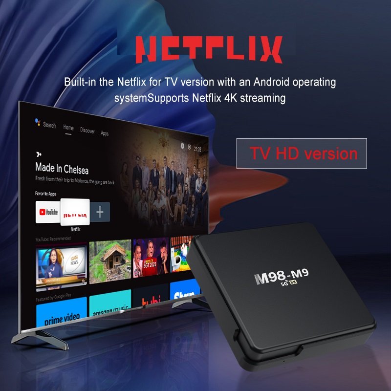 ATV BOX M98 M9 Android 10 OS Google UI H313 2G 8G 2.4G & 5G Dual Wifi with BT Voice Remote Smart 4K Android TV Box Set Top Box