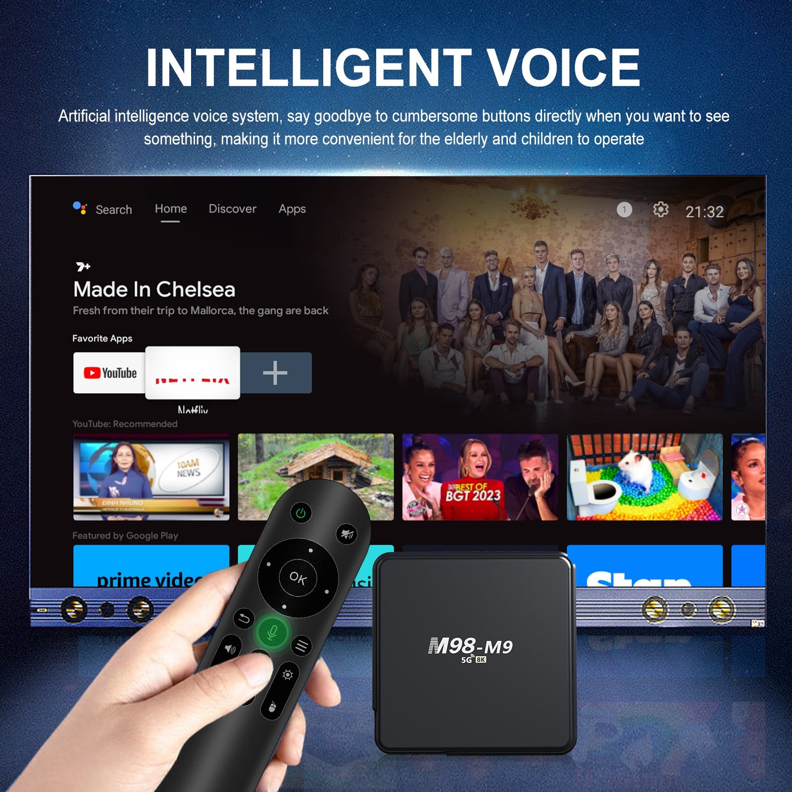 ATV BOX M98 M9 Android 10 OS Google UI H313 2G 8G 2.4G & 5G Dual Wifi with BT Voice Remote Smart 4K Android TV Box Set Top Box