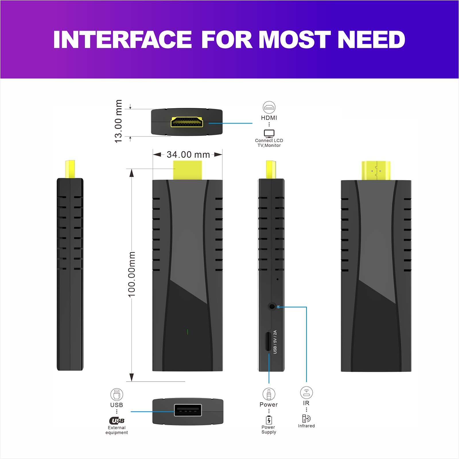 iATV Stick Q3 Max Android 11 TV Stick Amlogic S905W2 2G/16G AV1 BT5.0 tvstick 2.4G&5G Dual Wifi 4K HD Set Top Box Media Player