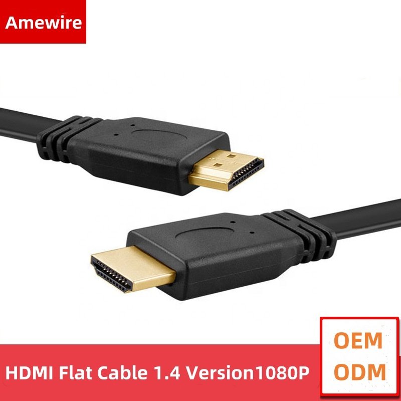 Hot Sale High Quality 4k 3D 1080P Full Hd Super Speed Black 1.4V Male To Male HDMI Flat Cable
