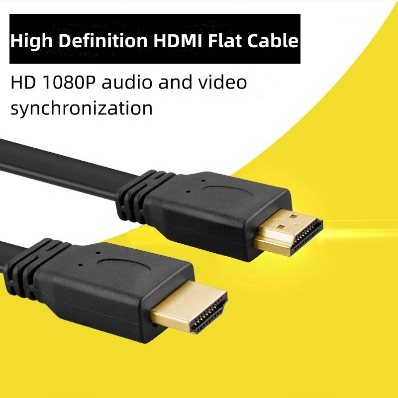 Hot Sale High Quality 4k 3D 1080P Full Hd Super Speed Black 1.4V Male To Male HDMI Flat Cable