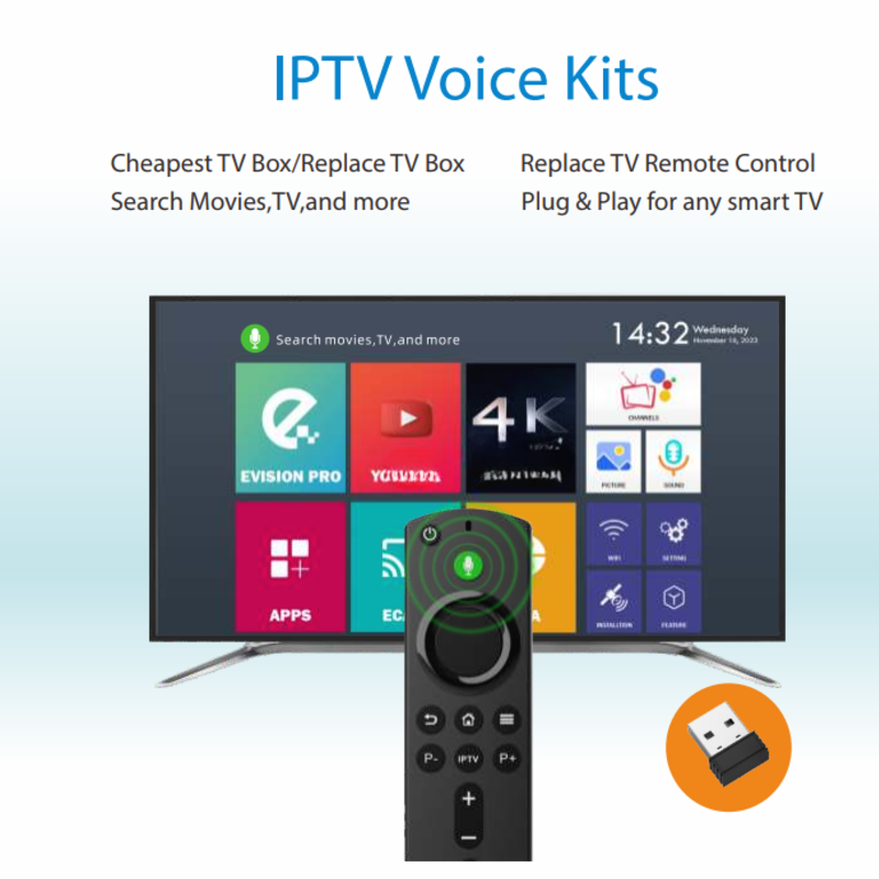 Cheapest Voice Remote Control 2.4G Learning Code Replacement Remote Control for Android TV/set-top Box with Streaming IP TV