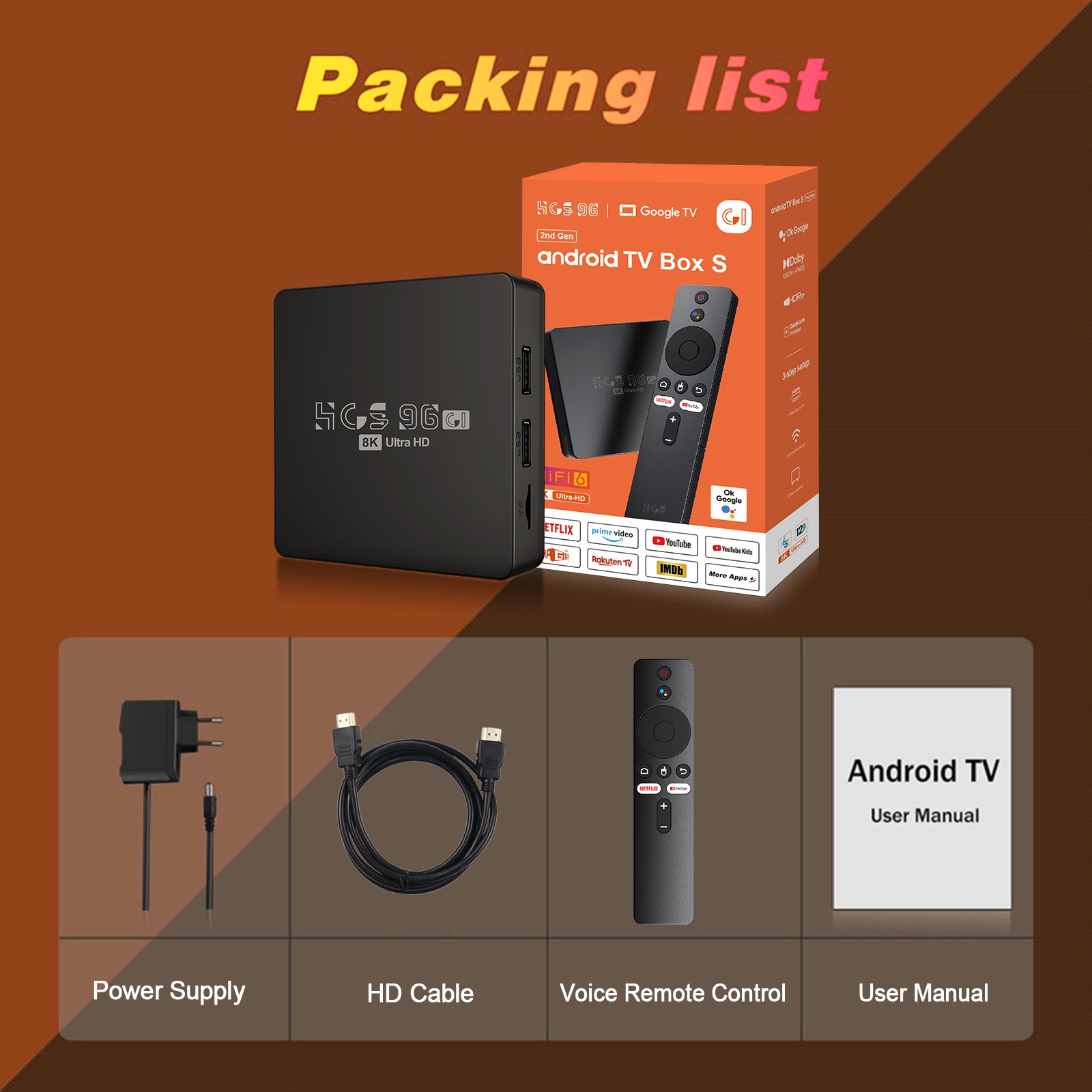2024 Hottest New Android 13.0 Smart TV Set Top Box HCS96C1 AllwinnerH618 wifi6g 8K Bluetooth voice remote control android tv box