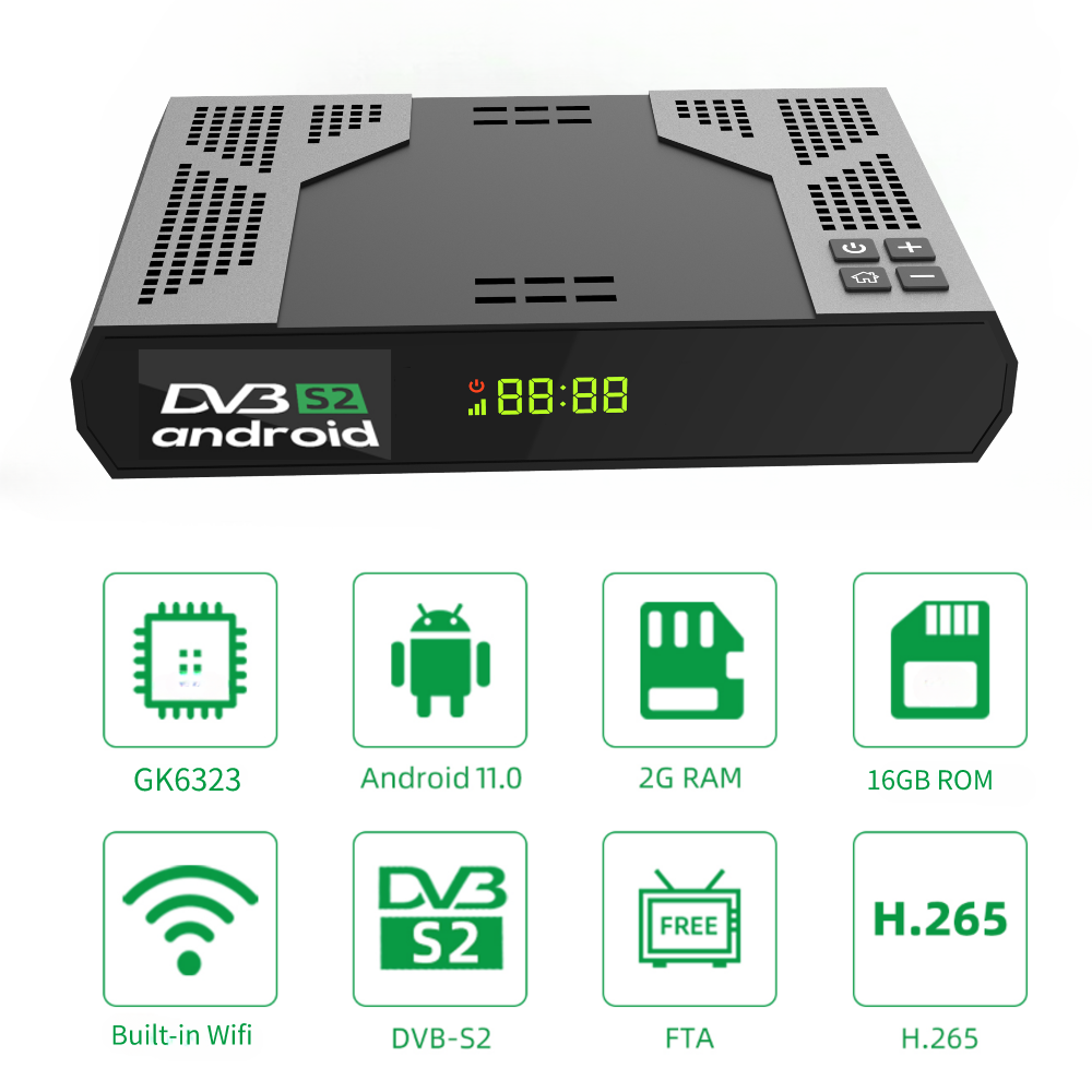 Hybrid OTT Satellite Tv Receiver 4K Android and DVB S2 Smart Stream Android Box FTA DVB Decoder STB+OTT Combo Tvbox