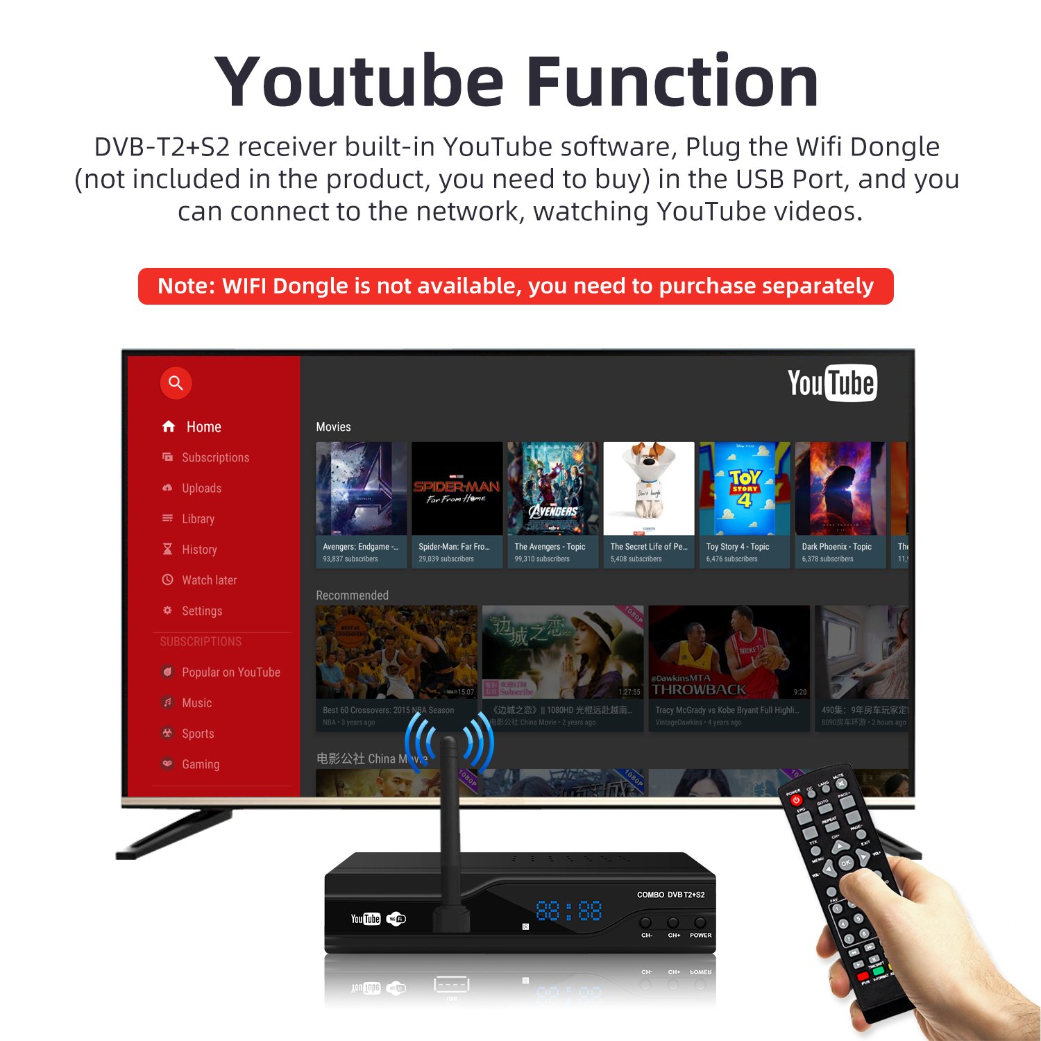 Combo DVB T2 1080P H.265 Decoder Satellite TV Receiver Satellite DVB T2 Combo Set Top Box DVB S2/T2 Twin Tuner TV