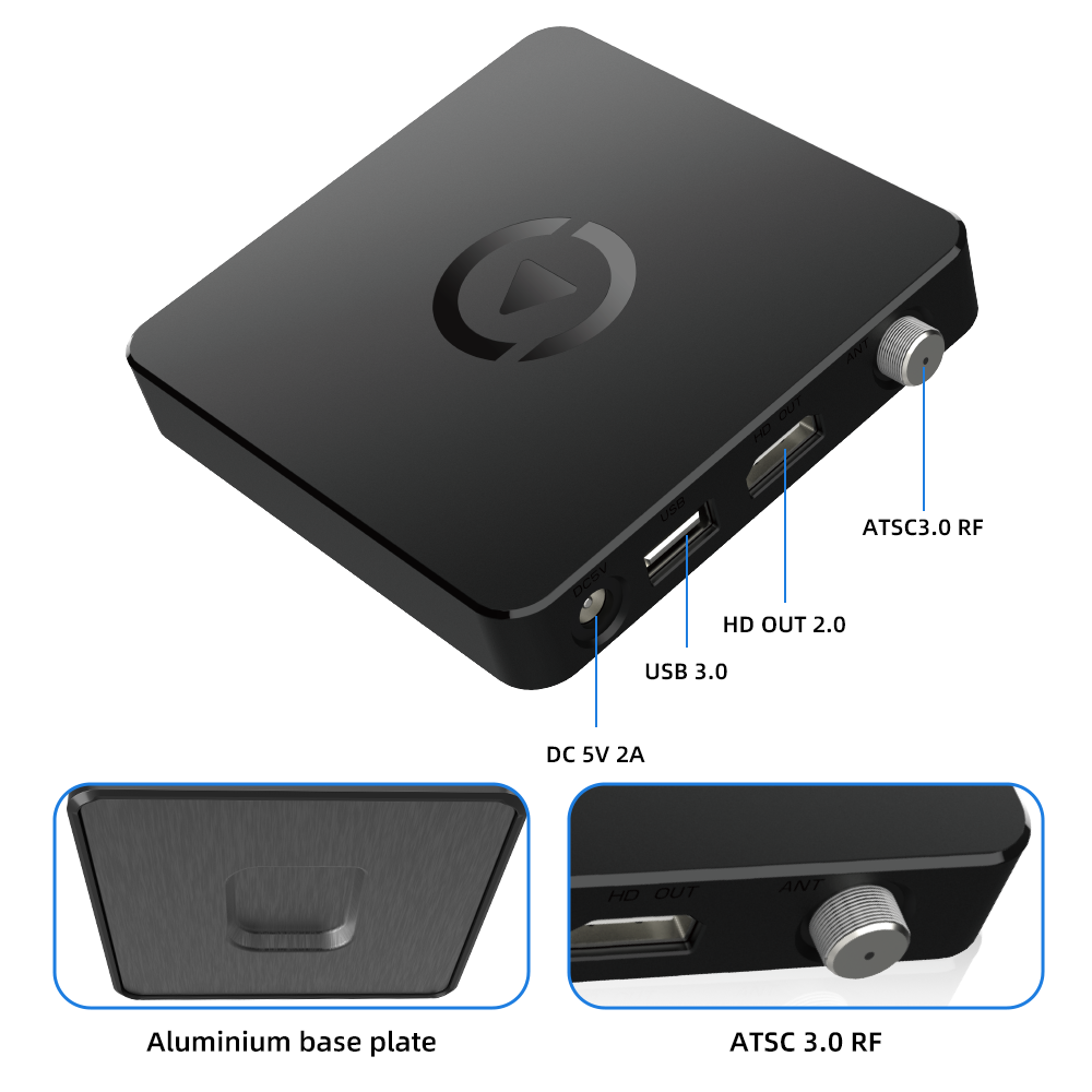 Wholesale ATSC digital converter ATSC 3.0 TV Tuner 4K HDR TV Receiver Android Box WIFI USB for USA ATSC3.0 TV Box