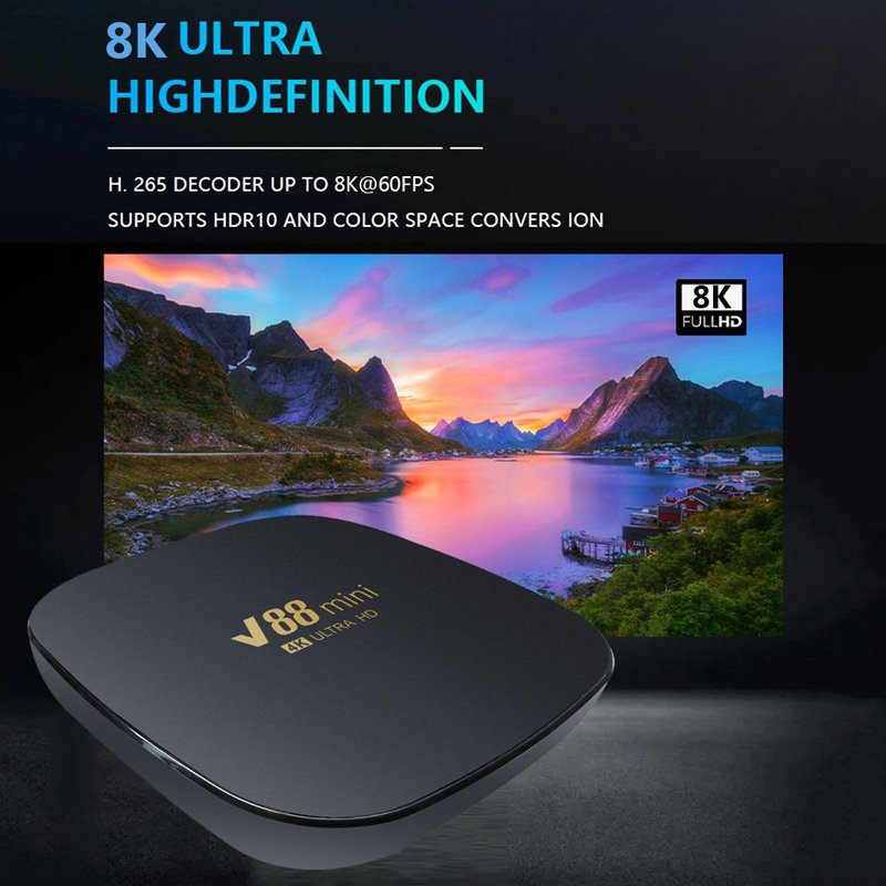 V88Mini TV Box Android 12 Allwinner H3 Quad Core 2.4G WIFI 4K Set Top Box H.265 Theater Media Player 1GB+8GB 4K HD Smart TV Box