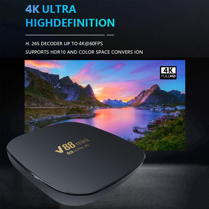 V88Mini TV Box Android 12 Allwinner H3 Quad Core 2.4G WIFI 4K Set Top Box H.265 Theater Media Player 1GB+8GB 4K HD Smart TV Box