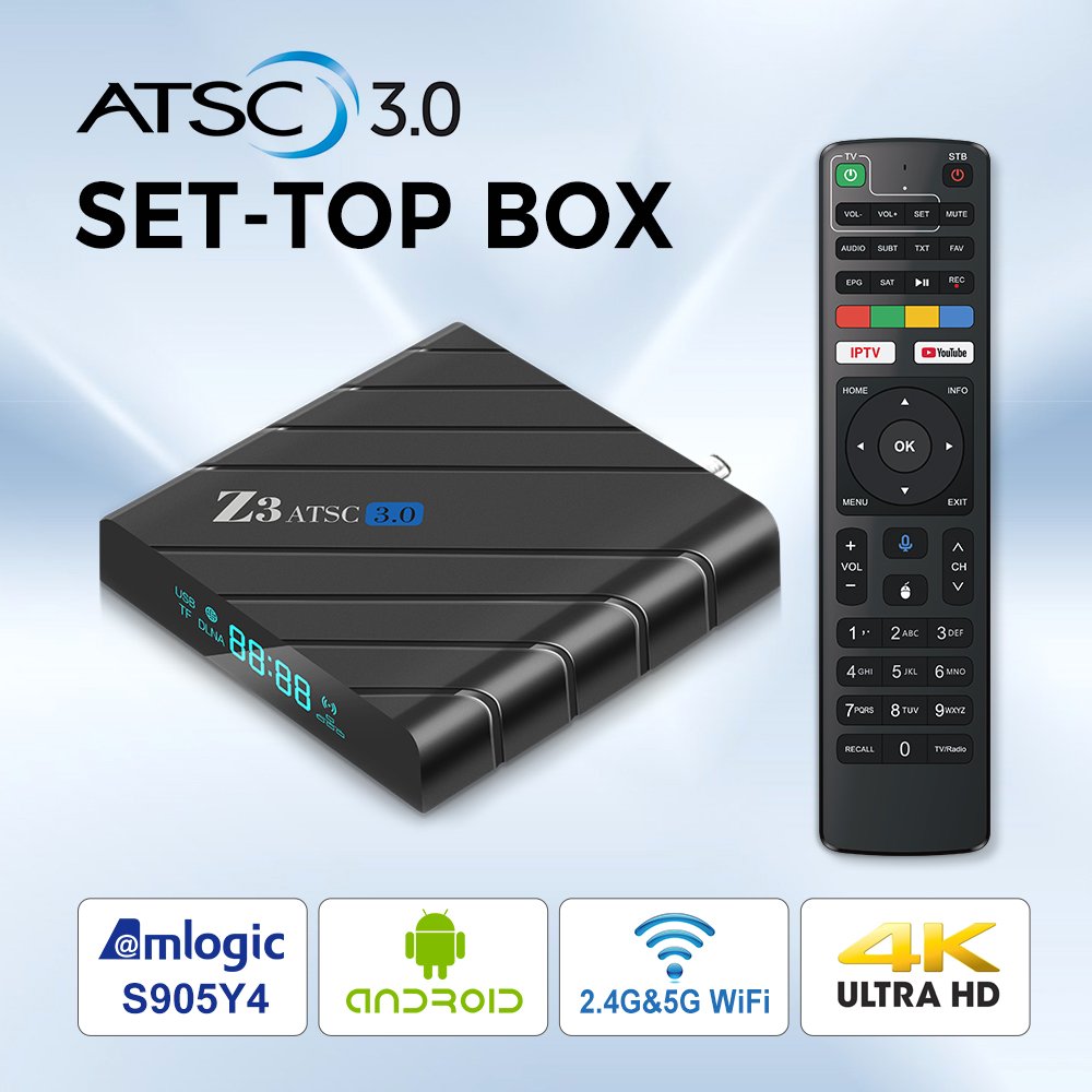 Best iptv subscription Z3 ATSC 3.0 OTT AIR TV tuner set top box 4k tv box android S905Y4 Android 11 USB media player