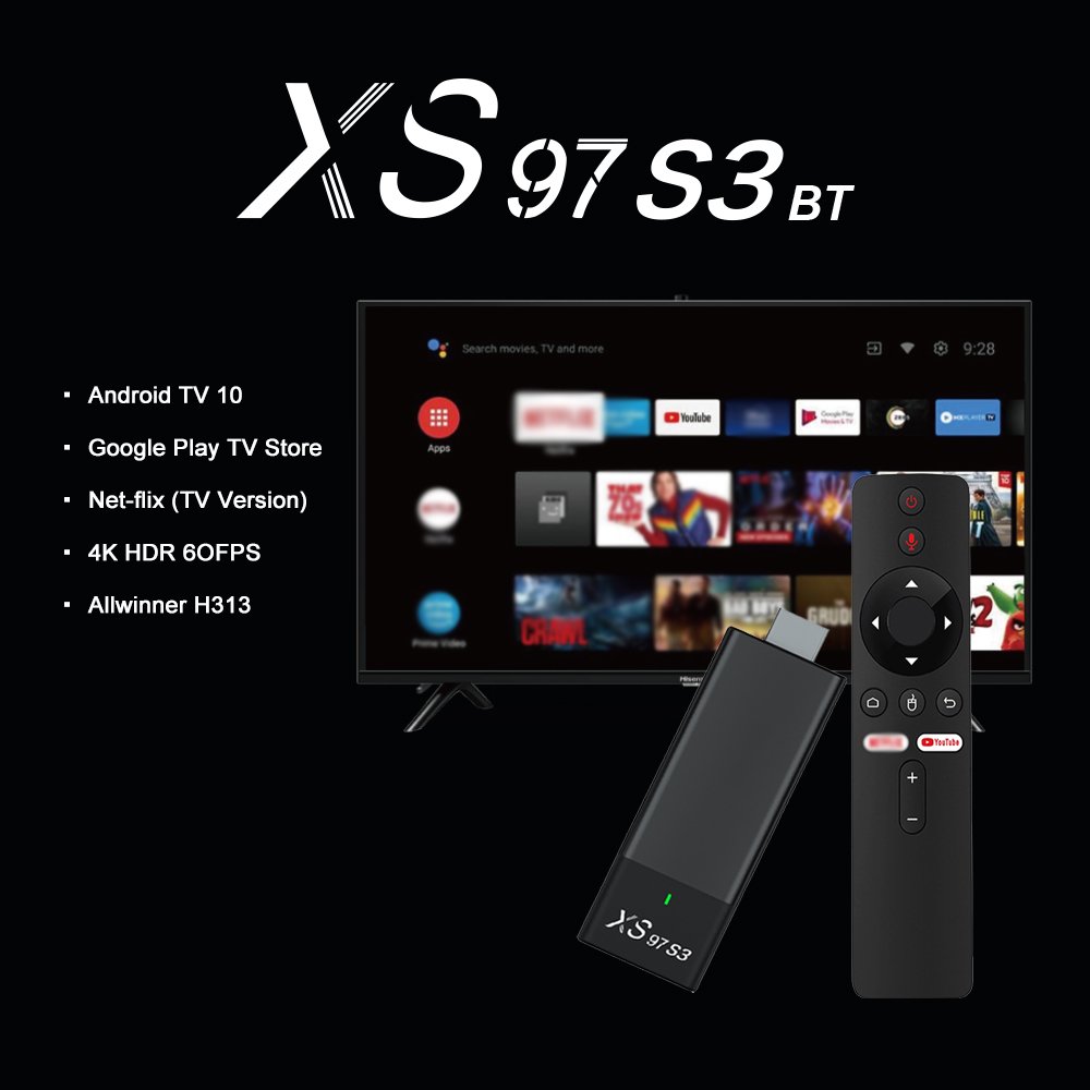 XS97 S3 BT Tvstick BT 5.0 full hd 2+8gb Allwinner H313 set top box dual WIFI 4k android tv stick