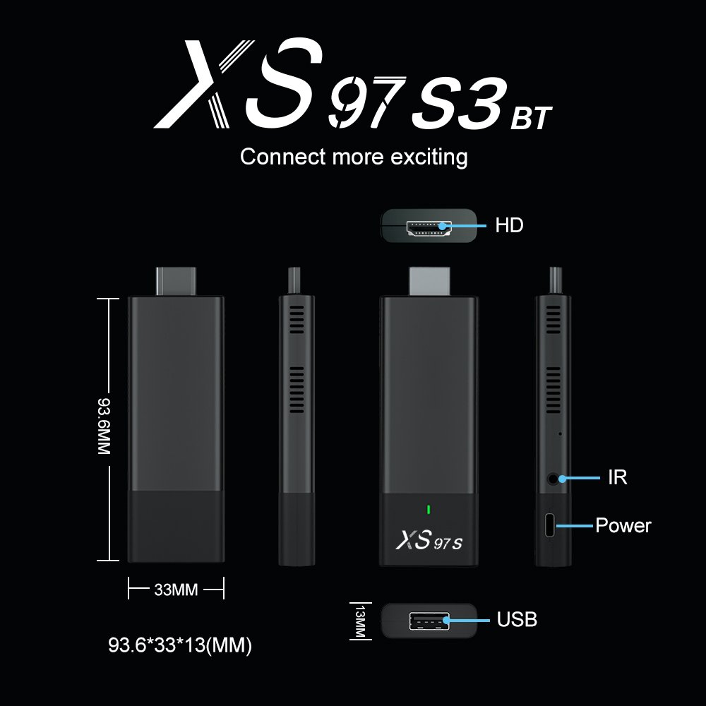 XS97 S3 BT Tvstick BT 5.0 full hd 2+8gb Allwinner H313 set top box dual WIFI 4k android tv stick