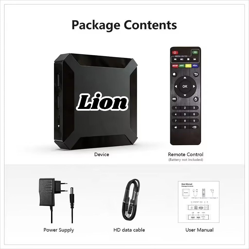 Lion Custom 1/3/6/12GB Rom Smart Tv Box Android 13 Media Player Quad Core 5G WIFI 4K Set-Top Box Android Tv Box Full Warranty