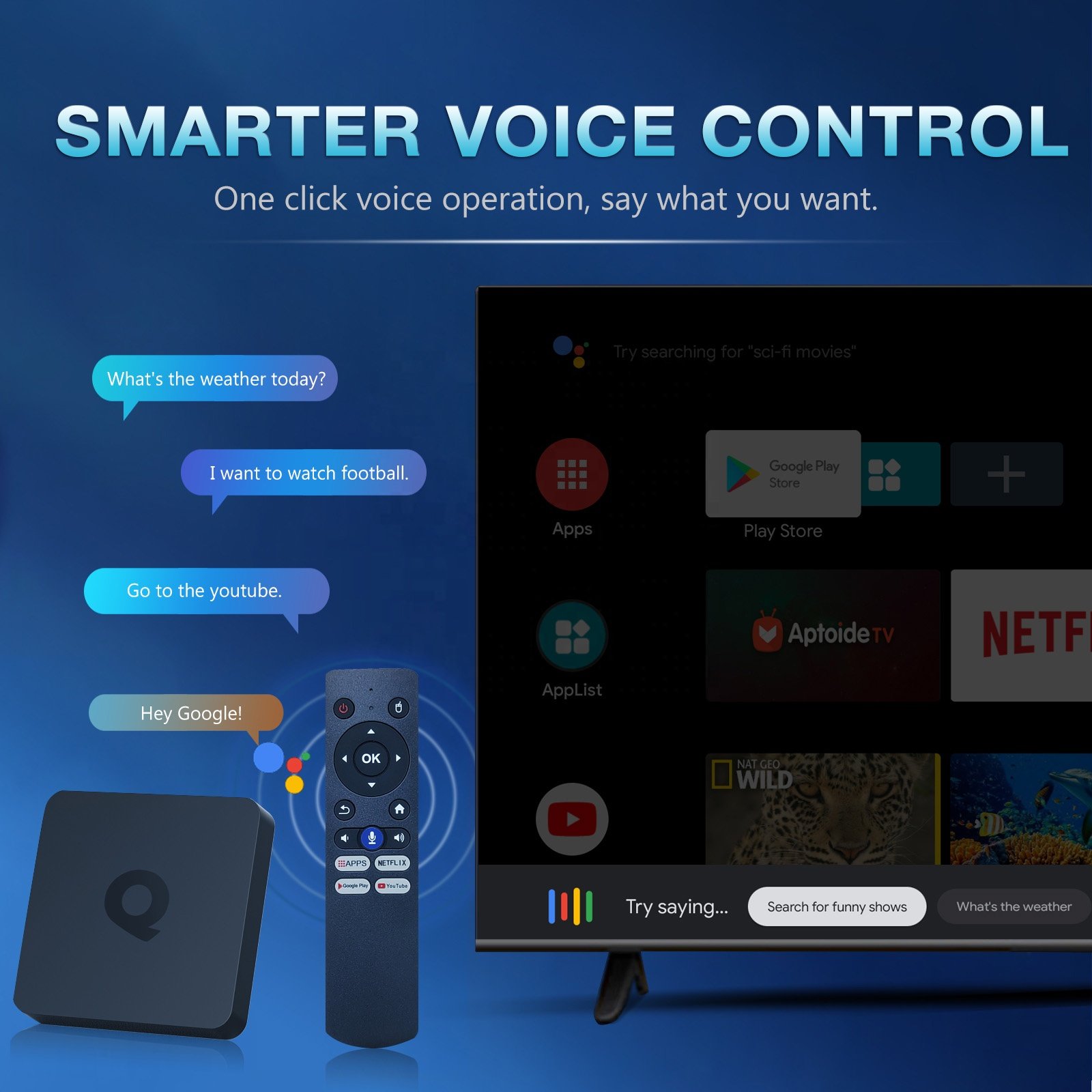 Excel Digital TV Box Android 10 Q1 ATV with B T Voice Remote Quad Core 5G Wifi 4k 2GB 16GB smart tv android box Set-Top Box