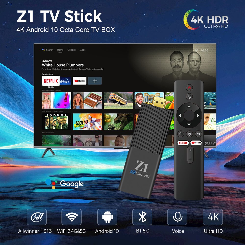 Hot Sale Android 10 H313 4k Video Set Top Box 5g 2 4g wifi Android Smart TV Stick 1080P