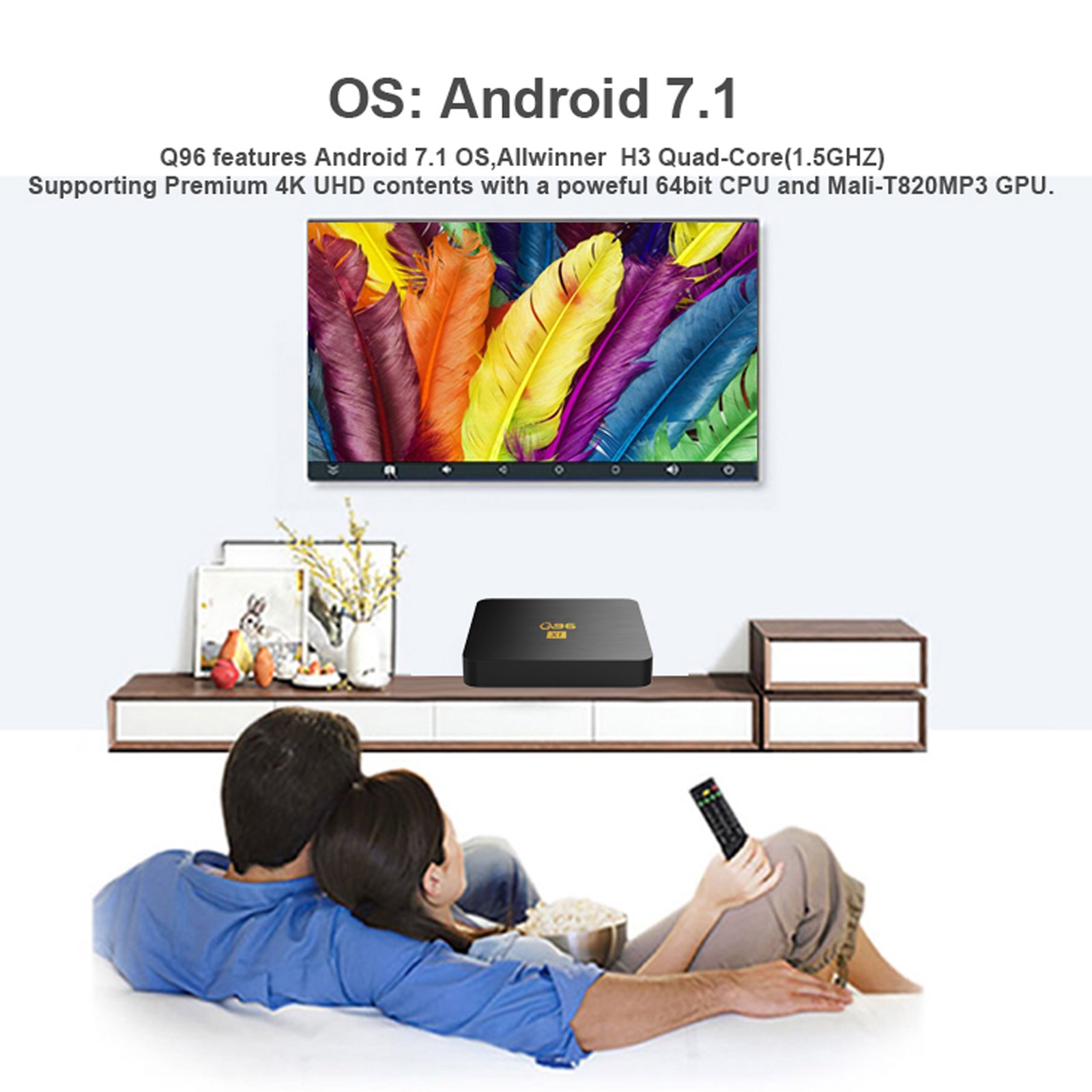 BOXPUT Q96 X1 Smart Android 7.1 mini TV Box Allwinner H3 Quad Core 2.4G WiFi RAM 1GB ROM 8GB TVBox 4K Streaming Set top Box OTT