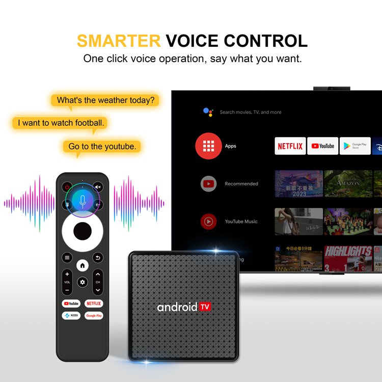 2024 X5 H313 2GB RAM 16GB ROM TV BOX 4k best androidtv 10 voice remote Control tv stick 4k smart tvbox android box Set-Top Box