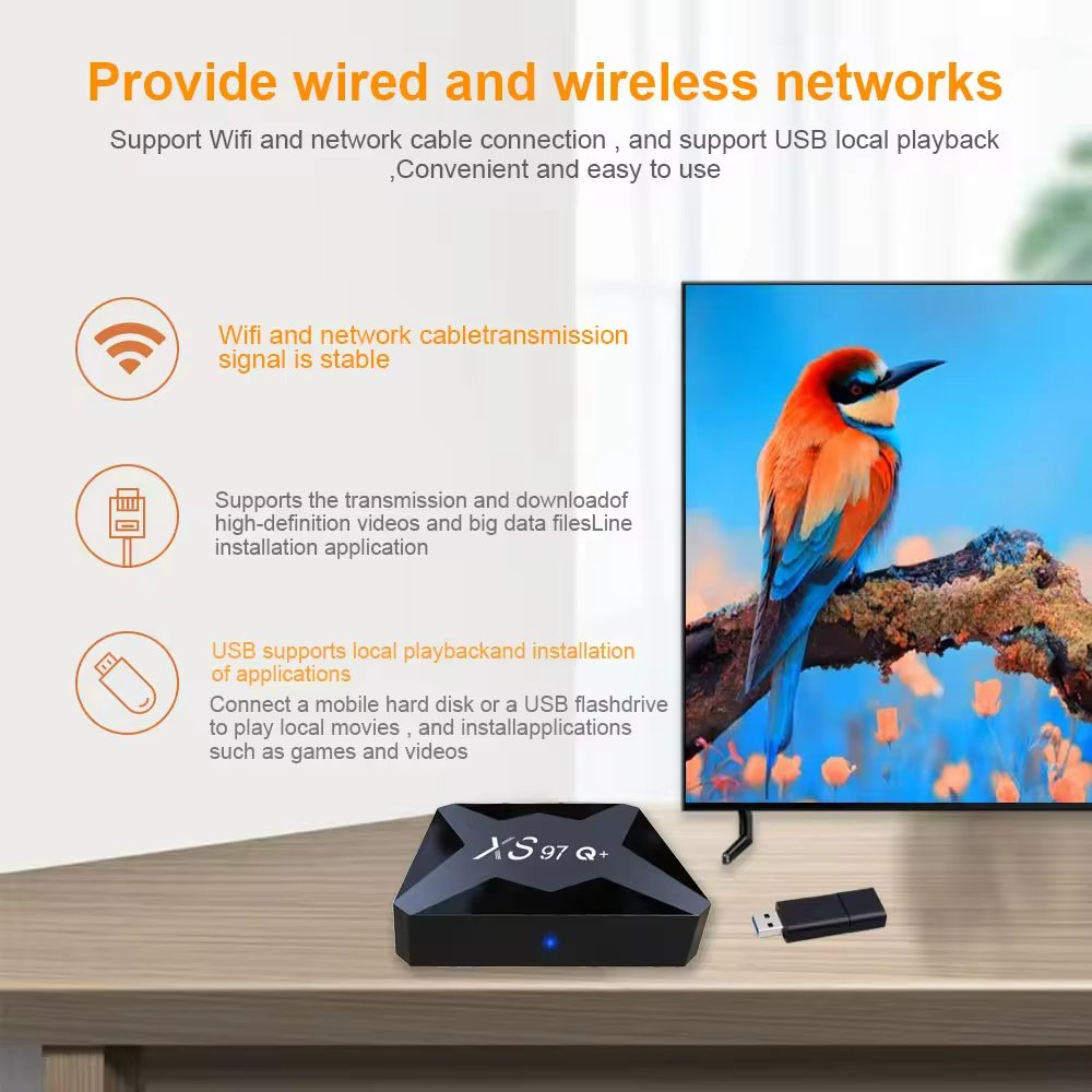 Global universal stable and safest 4k uhd ott tv box XS97Q+ watch onn tv box set top box android tv