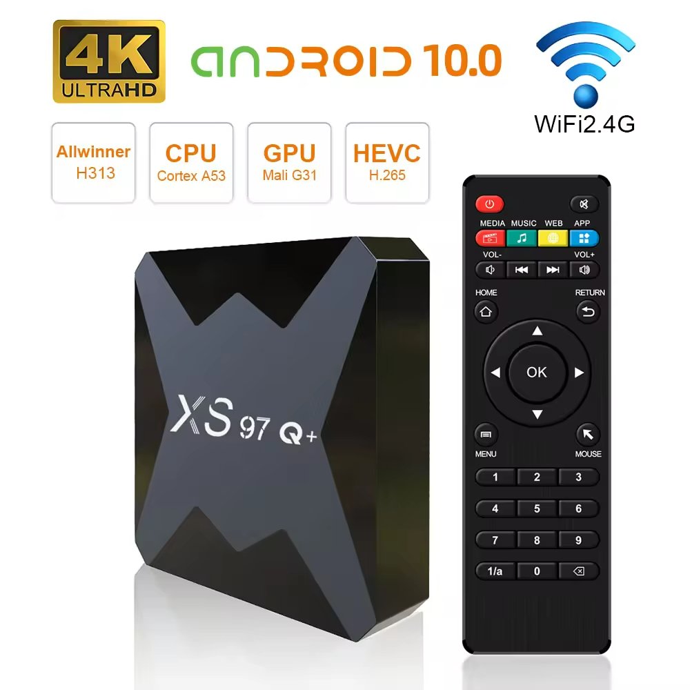 Global universal stable and safest 4k uhd ott tv box XS97Q+ watch onn tv box set top box android tv