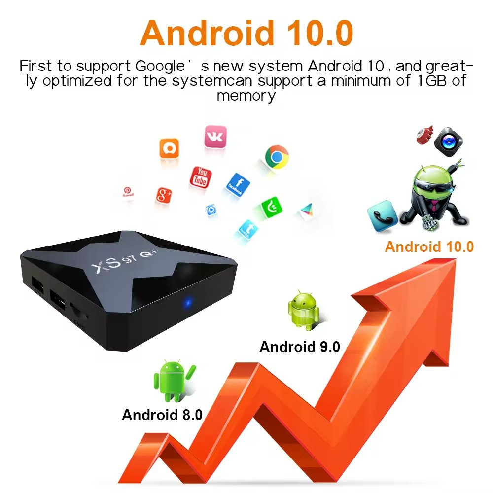 Global universal stable and safest 4k uhd ott tv box XS97Q+ watch onn tv box set top box android tv