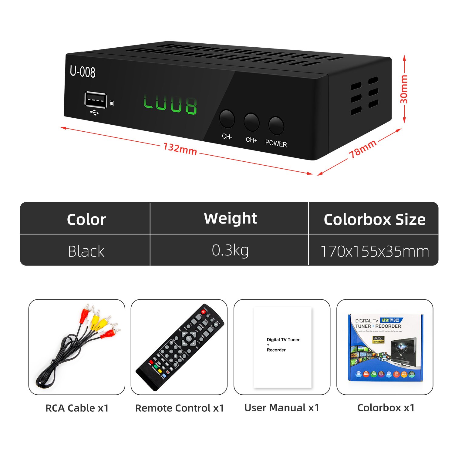 Wholesale Full HD Free To Air ATSC1.0 USB Stick Tv Tuner Digital Converter Box with TV Tuner,USB Multimedia Function set top box