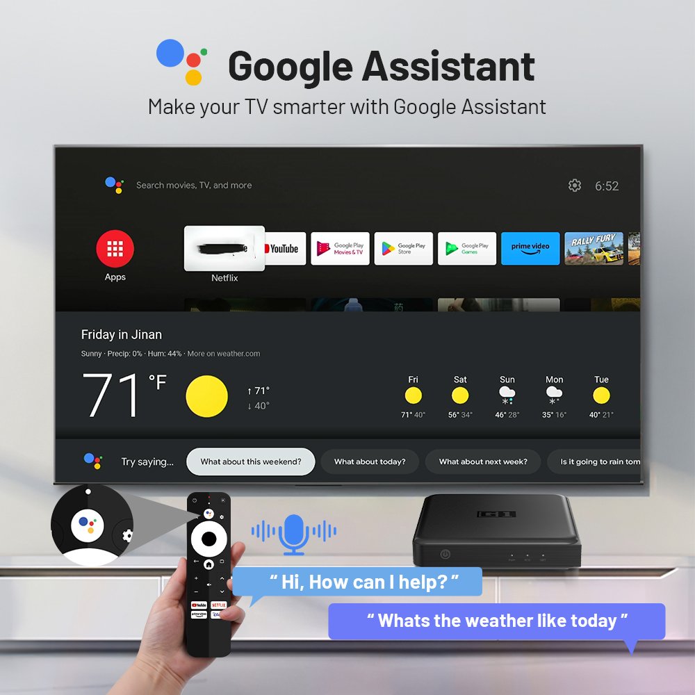 Kleincool G1 Smart TV Box 4k Google Certified android tv box S905x4 voice control 4GB 32GB Android 11 smart tv stick Set-top box