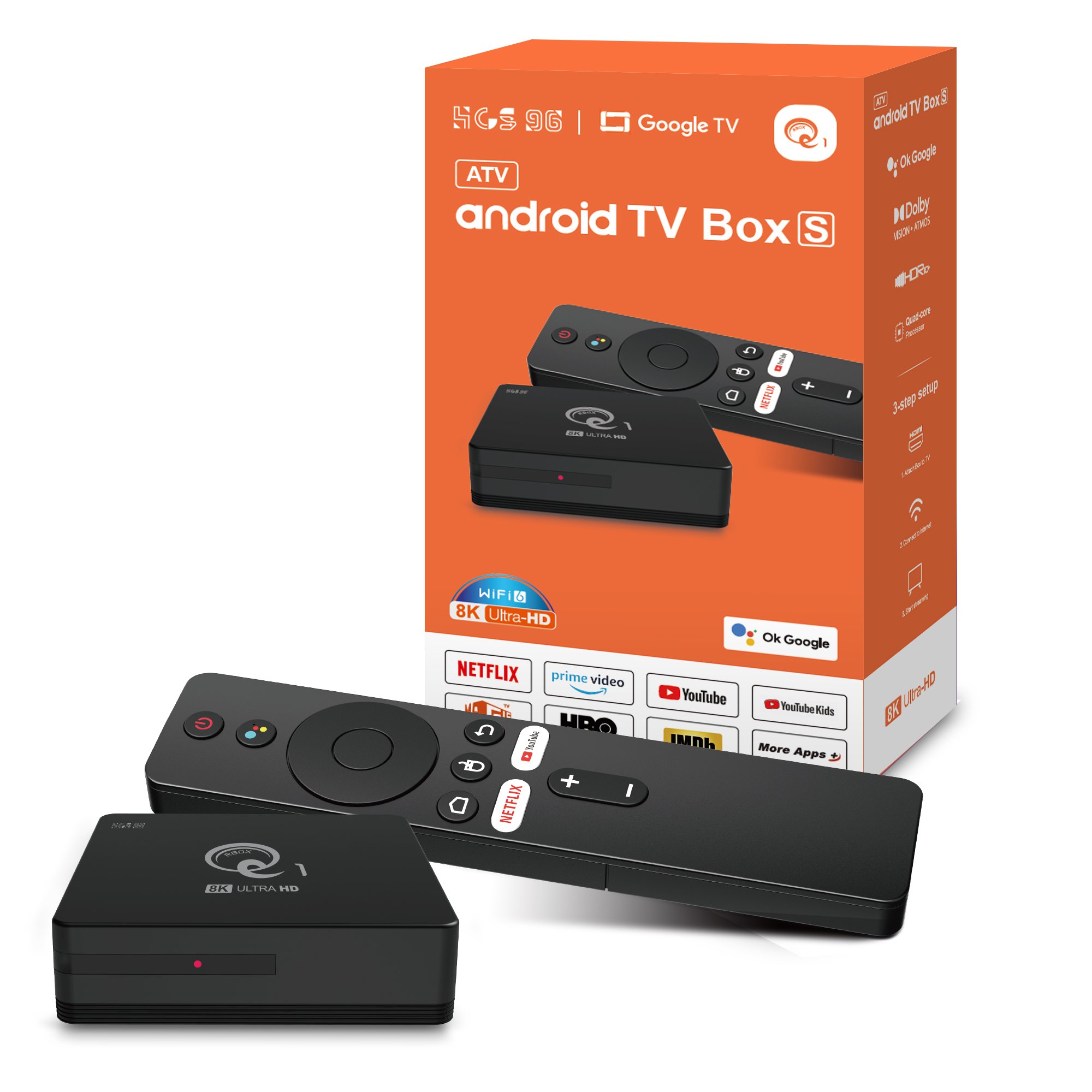 OEM HCS96 High quality Android 14 TV box 8k HD Bluetooth Voice remote control iptv free test smart network player set-top box