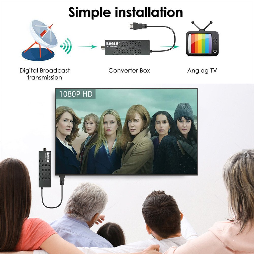 Haohsat DVB-T2Pro TV Stick 4K HEVC DVB Digital Terrestrial Decoder DVB T2 TV HD Tuner H.265 WIFI Set-Top Box DVB C T2 TV Stick