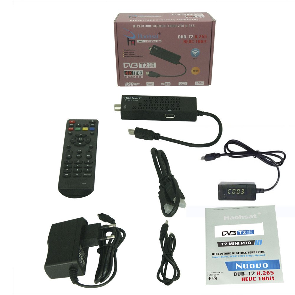 Haohsat DVB-T2Pro TV Stick 4K HEVC DVB Digital Terrestrial Decoder DVB T2 TV HD Tuner H.265 WIFI Set-Top Box DVB C T2 TV Stick