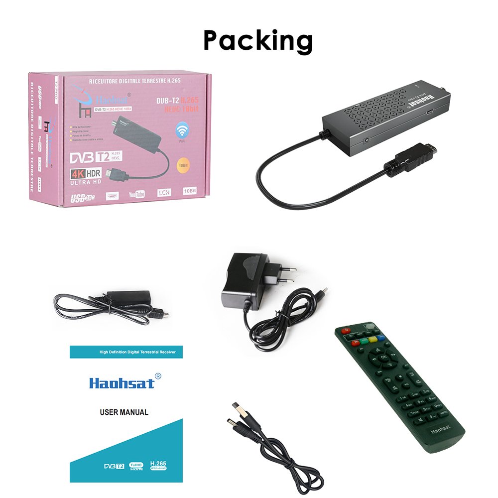 Haohsat DVB-T2PRO TV Stick 4K HEVC DVB Digital DVB T2 TV HD Tuner H.265 WIFI Terrestrial Decoder Set-Top Box