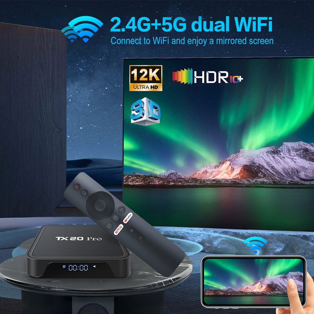 Allwinner H313 TX20 Pro 1+8 update to 16+256GB Set-top Box Android 15 Smart Media Player