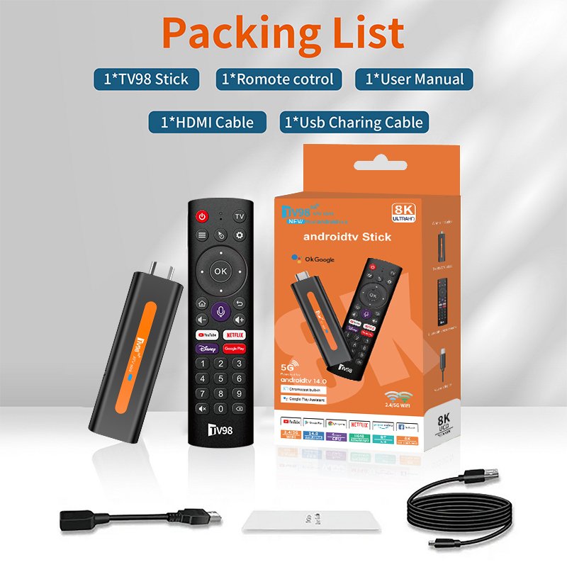 Fire TV stick 4K Android 14 Media Player Streaming Device TV9 ATV H618 Android TV Stick Google Certificated Set-top box