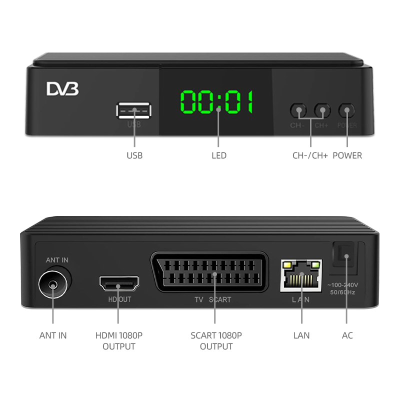 Special price 1080p DVB-T2H.265 tv decoder H.264 HD digital TV receiver set-top box with youtube,wifi HEVC TV tuner