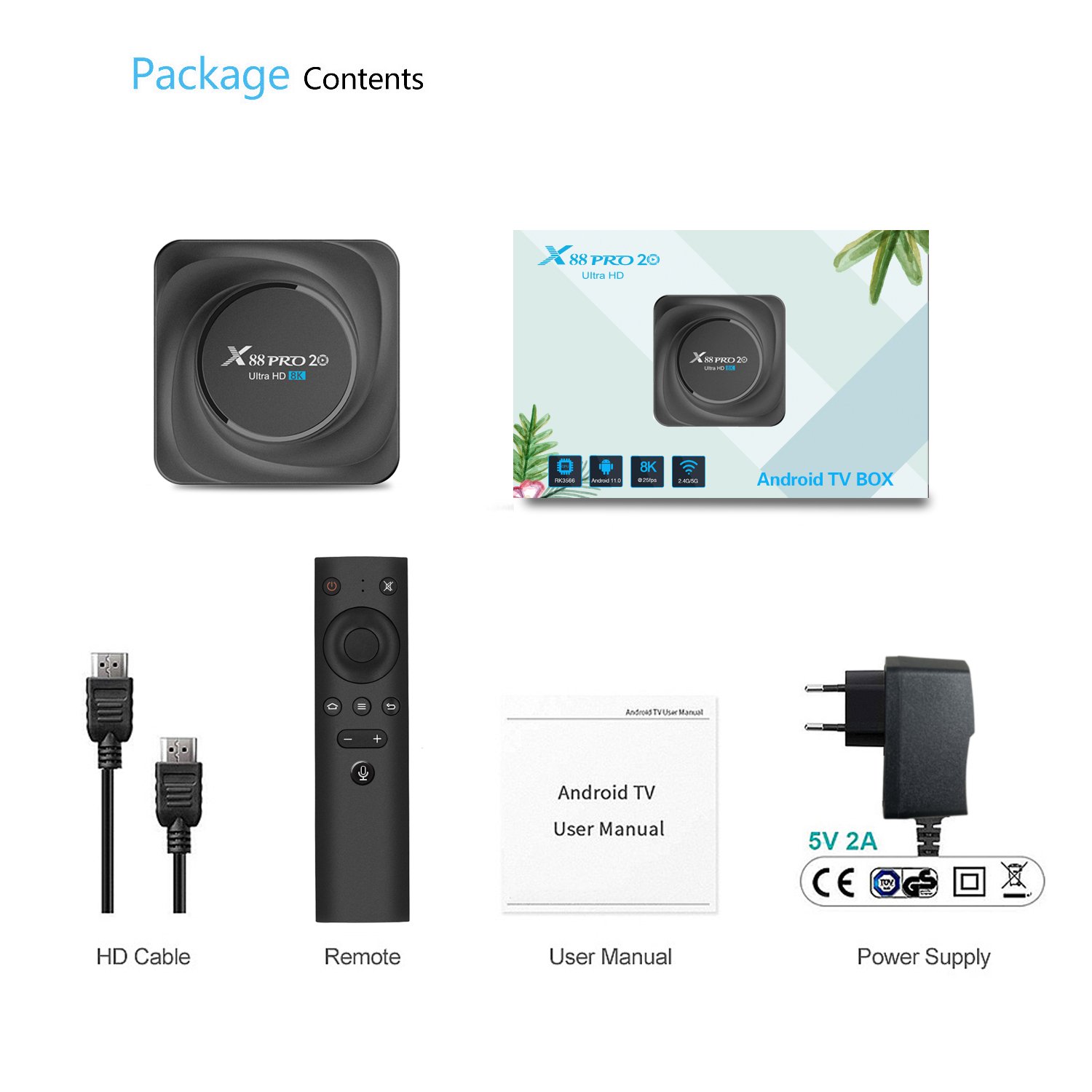 Android 11.0 X88 PRO 20 RK3566 Quad-Core Smart TV Box 4GB 32GB 128GB/64GB Dual Wifi TVbox android 11 ott box X88 PRO 20