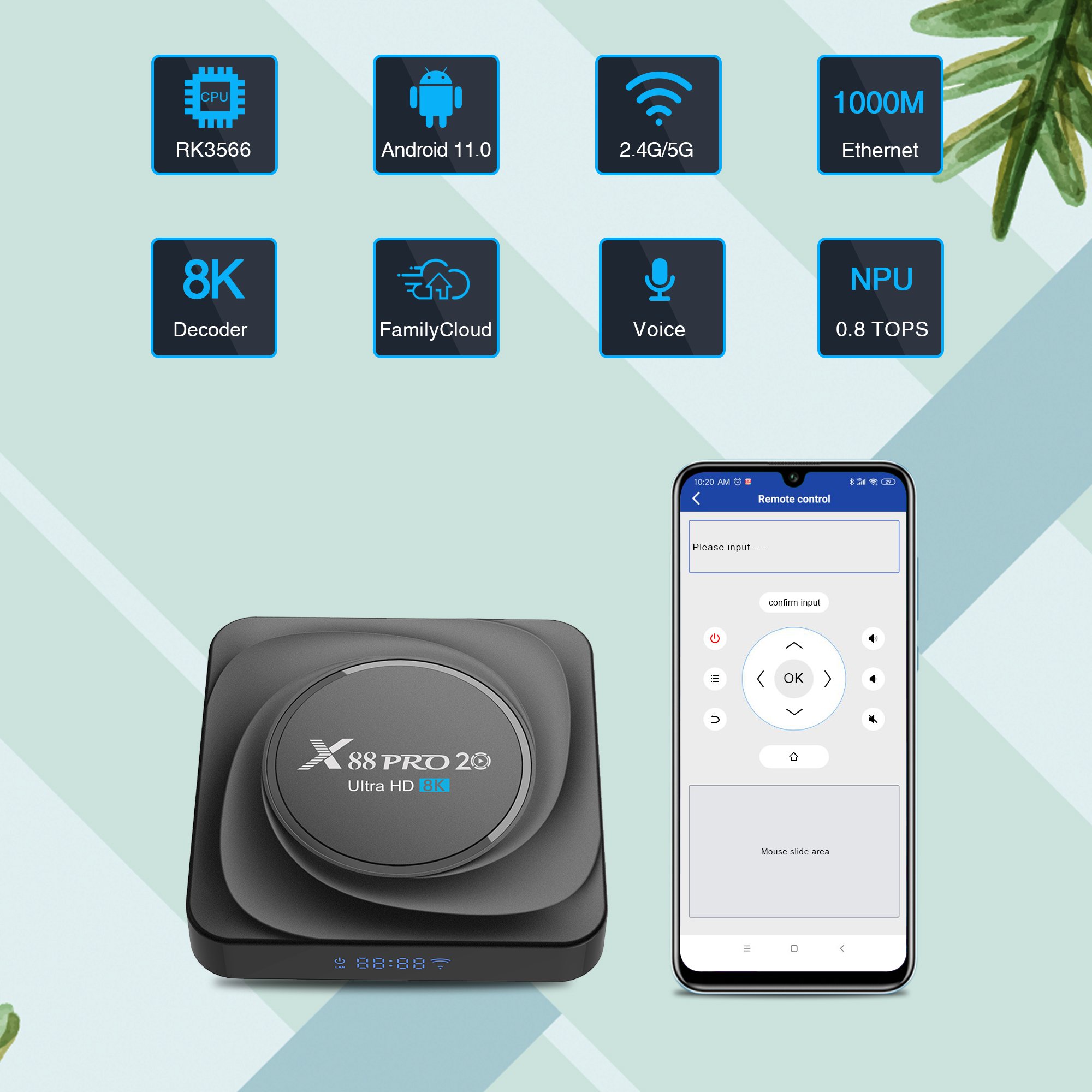 Android 11.0 X88 PRO 20 RK3566 Quad-Core Smart TV Box 4GB 32GB 128GB/64GB Dual Wifi TVbox android 11 ott box X88 PRO 20