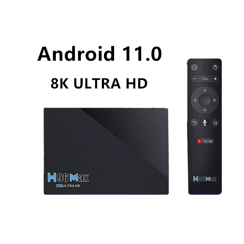Black H96 MAX RK3566 Android 11.0 TV Box Smart Set Top Box 8K Media Player with WiFi 2.4G