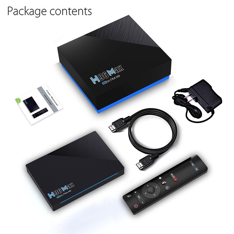 Black H96 MAX RK3566 Android 11.0 TV Box Smart Set Top Box 8K Media Player with WiFi 2.4G