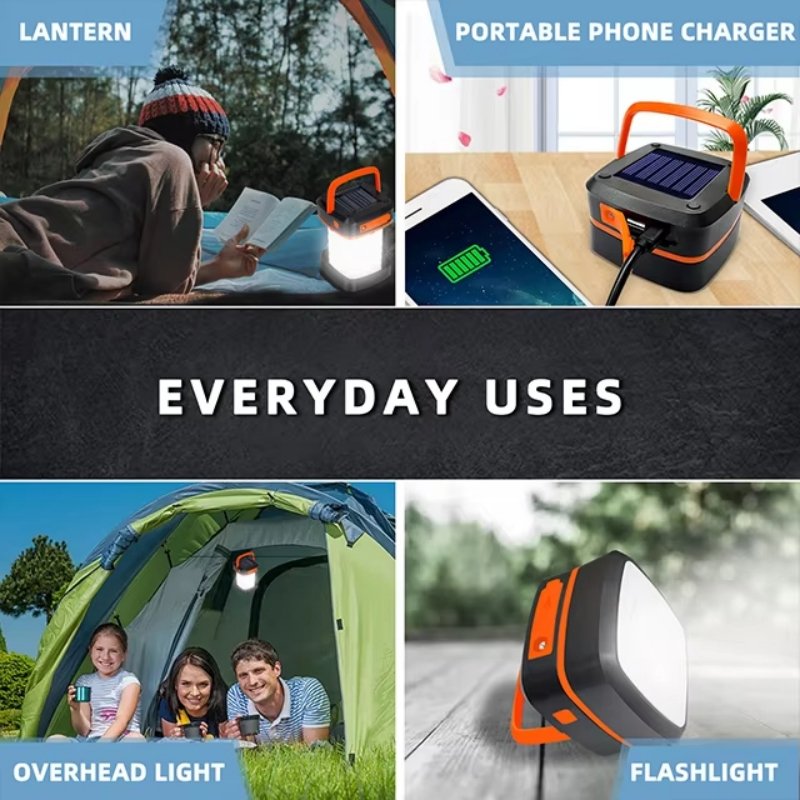 Outdoor Ceiling lamp ABS Body Solar Rechargeable Power Bank Hanging Hook Emergency Lighting Tent Led Lanterns Camping Light Lamp