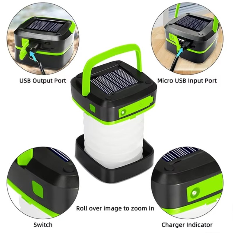 Outdoor Ceiling lamp ABS Body Solar Rechargeable Power Bank Hanging Hook Emergency Lighting Tent Led Lanterns Camping Light Lamp