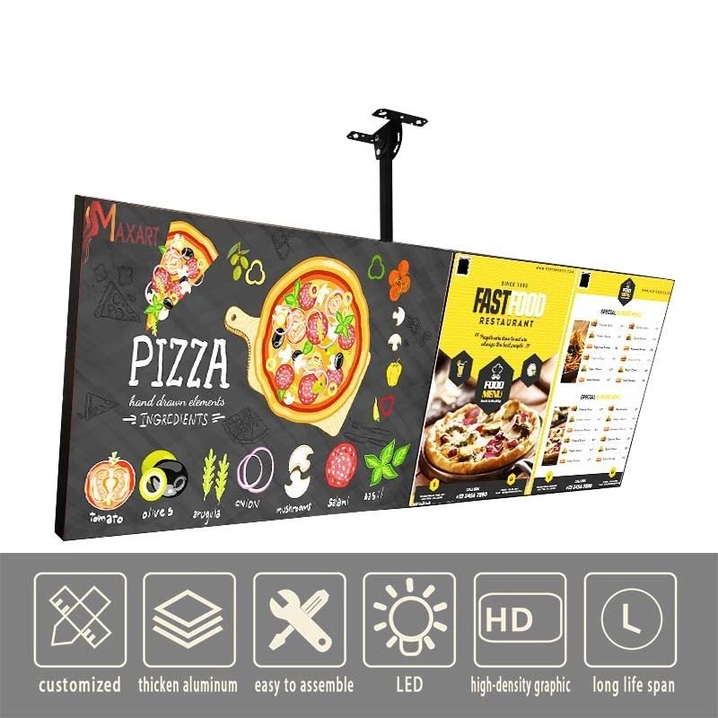 OEM ODM custom suspension stand anodized aluminum light menu LED TV light box