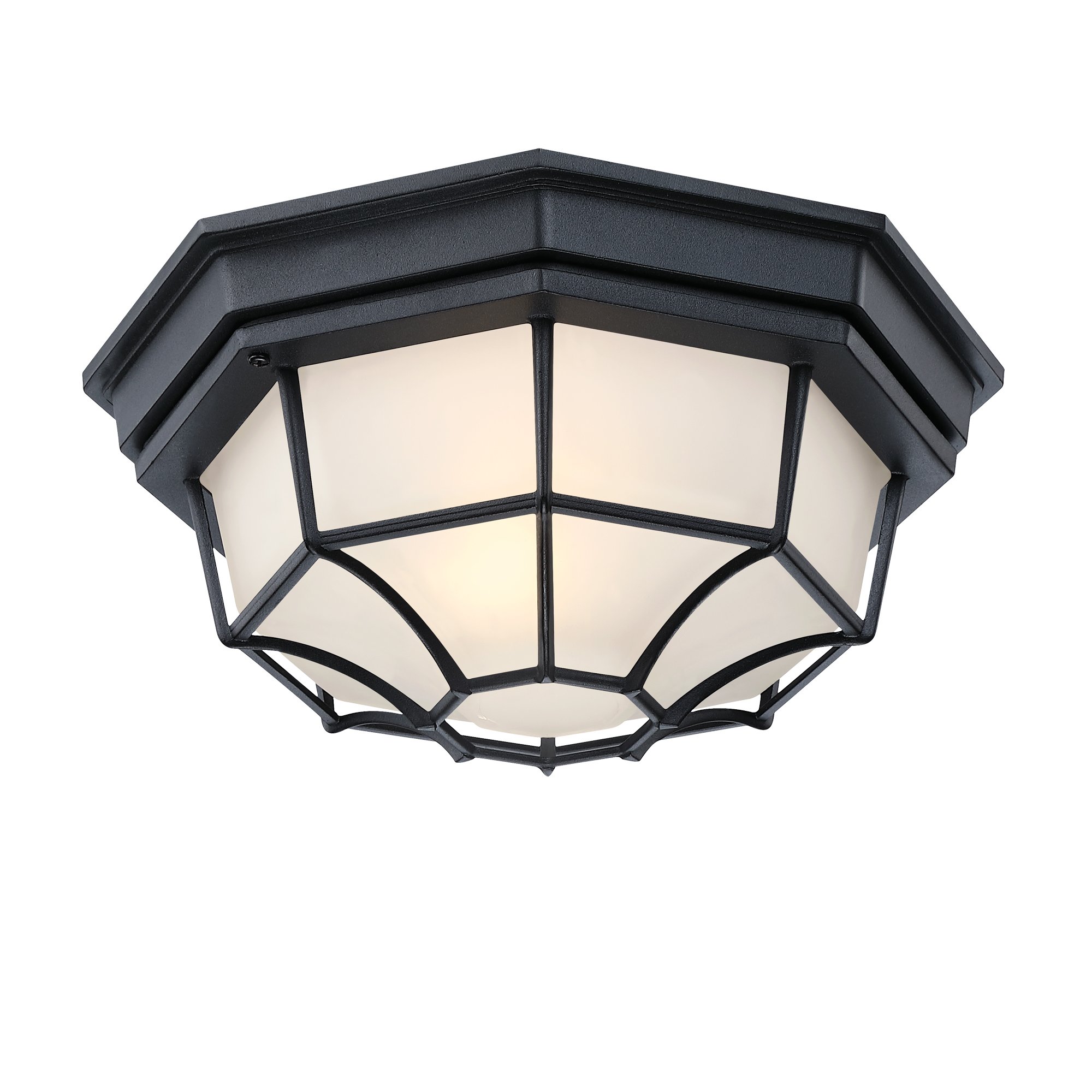 Outdoor Ceiling light flush mount lighting fixture Black Finish with Frosted Glass Front Porch Covered Patio Entryway Farmhouse