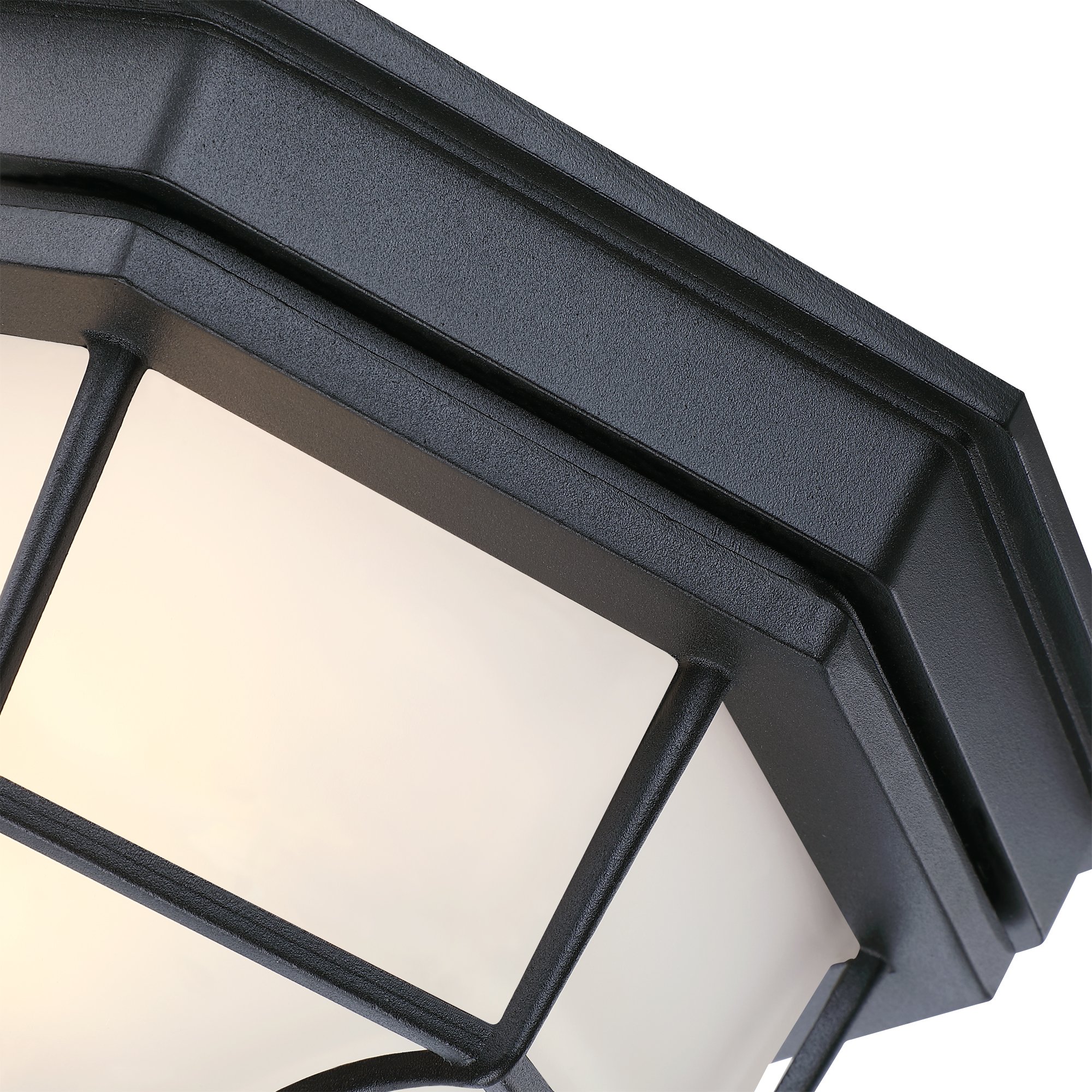 Outdoor Ceiling light flush mount lighting fixture Black Finish with Frosted Glass Front Porch Covered Patio Entryway Farmhouse