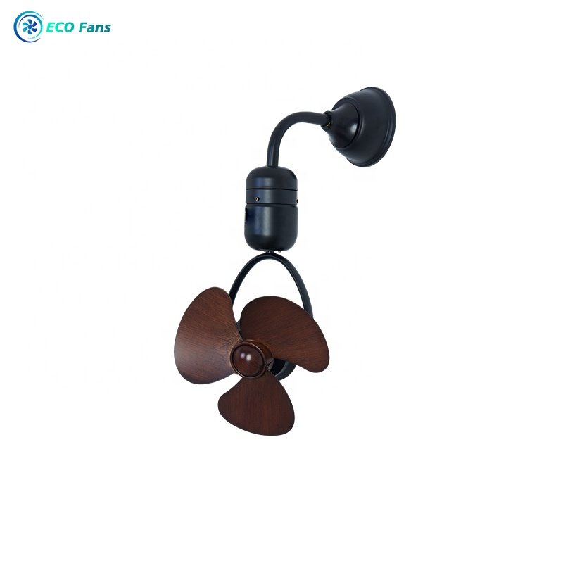 ECO122401 corner Industrial Style ceiling fan mini living room small space shaking head silent 12 inch