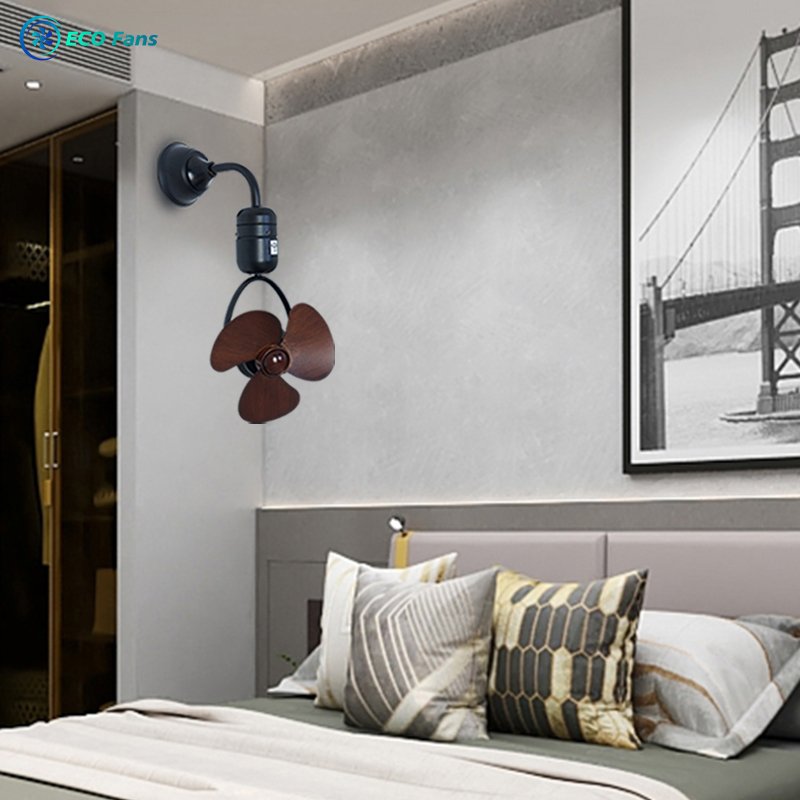 ECO122401 corner Industrial Style ceiling fan mini living room small space shaking head silent 12 inch