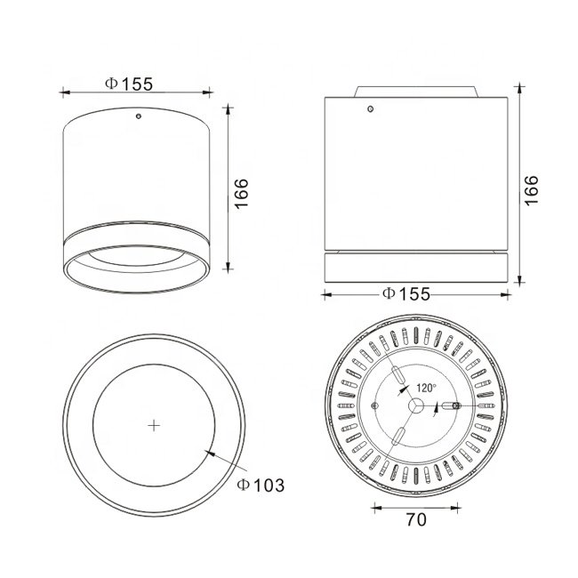 30-40W IP65 Outdoor Ceiling Surface Mounted LED Down Light