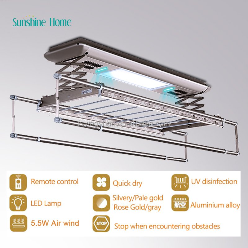 Smart Electronic Indoor/Outdoor Aluminum Hanger Wall-Mounted Ceiling Dryer Rack for Home Cloth Cleaning and Drying Use